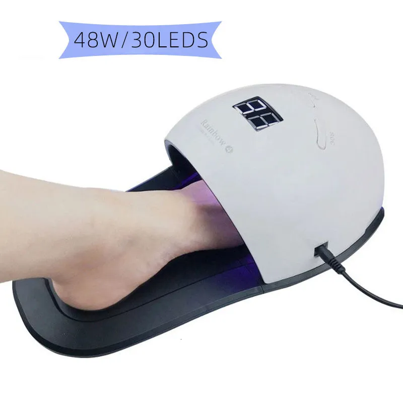 Nail Dryers 2 In 1 UV LED Dryer 48w Portable Gel Polish Curling Lamps for Foot Therapy GEL CURING Fast Drying Tools 230825