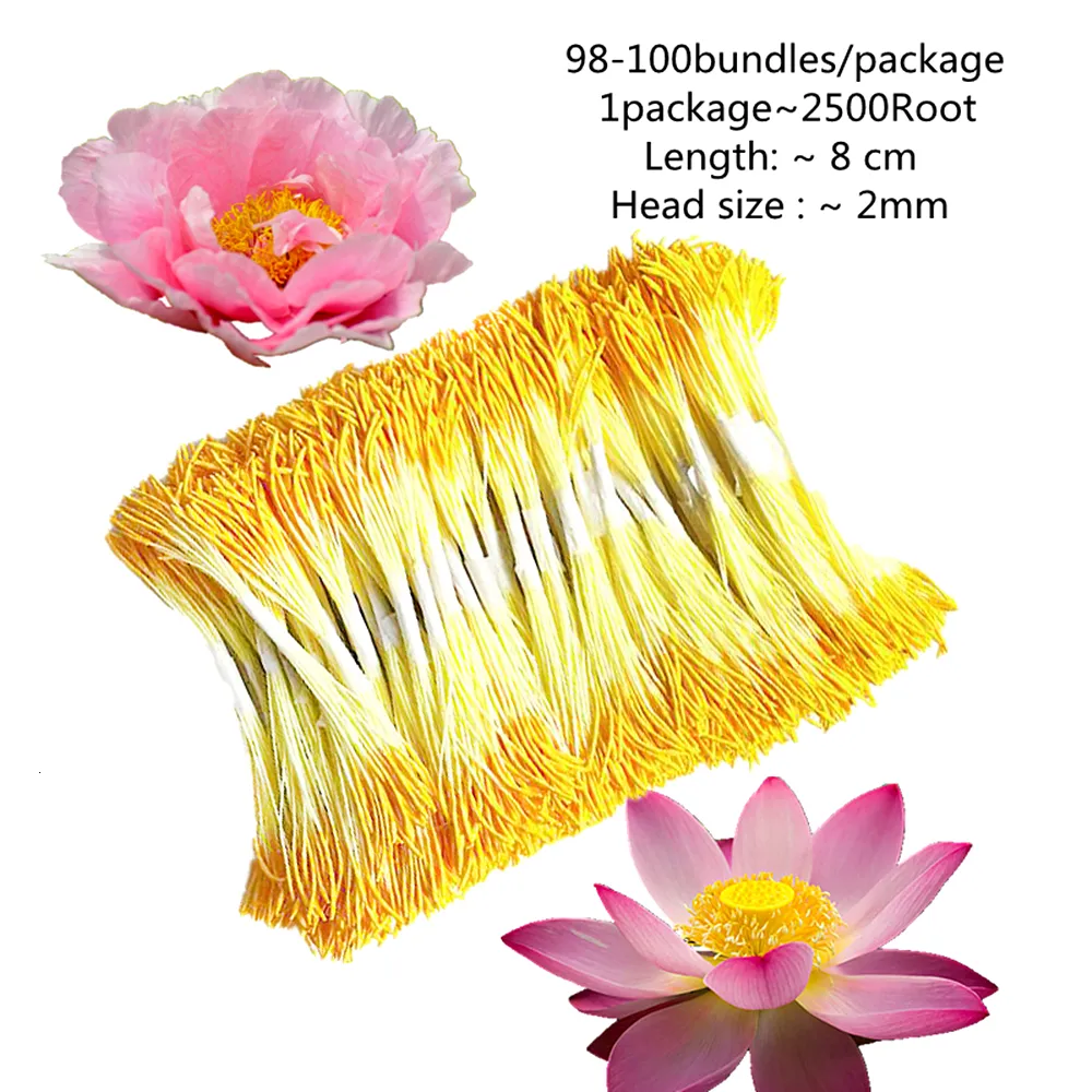 Couronnes de fleurs décoratives Pivoine artificielle Fleur de lotus Étamines 2 Faisceaux Tiges Pollens faits à la main Étamines de fleurs de cerisier 230826