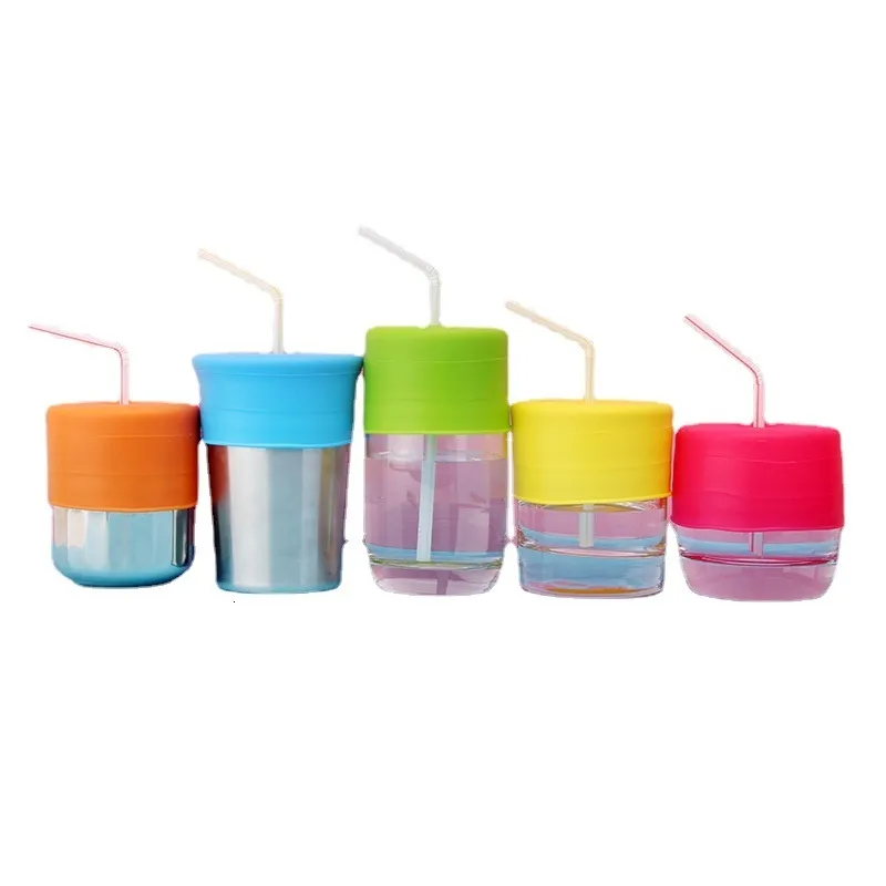 Andere drinkwaren Kleur Siliconen Sippy Cup Deksels Stro Morsbestendige bekerafdekking voor waterfles Mason Jar Baby Peuter BPA-vrij 10 stks/partij DEC415 230825