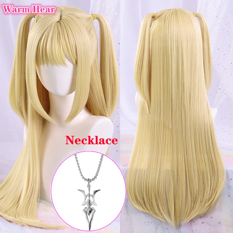 Cosplay perukları anime ölüm notu cosplay misamisa peruklar misa amane altın sarışın çift at kuyruğu saç kadın cadılar bayramı sahne peruk 230826