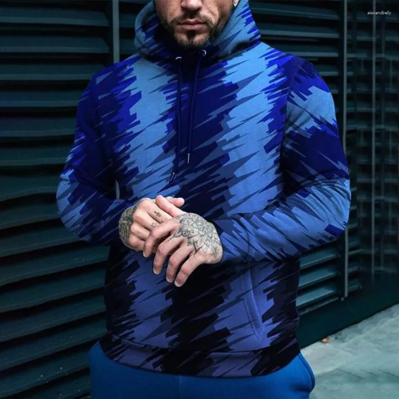 Herrtröjor Bekväma mens toppar som kör sport streetwear 3d tryck Activewear baggy casual hooded tröjor