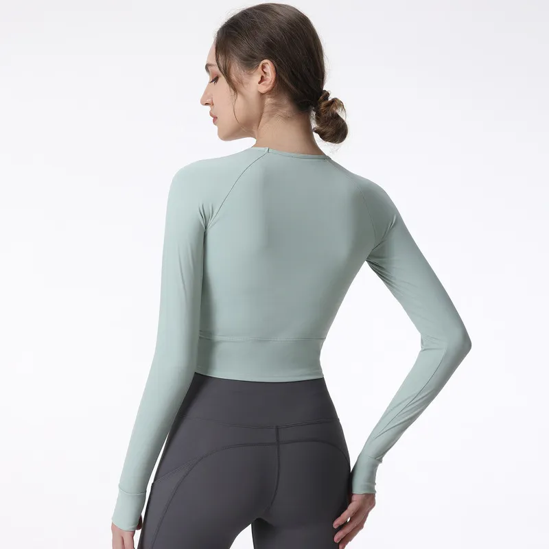 Light Green Yoga Gym Shirts Women With Chest Pad Quick Dry, Long Sleeved, Tight  Fit For Running, Training, And Gym Workouts From Baihuifeng, $34.69
