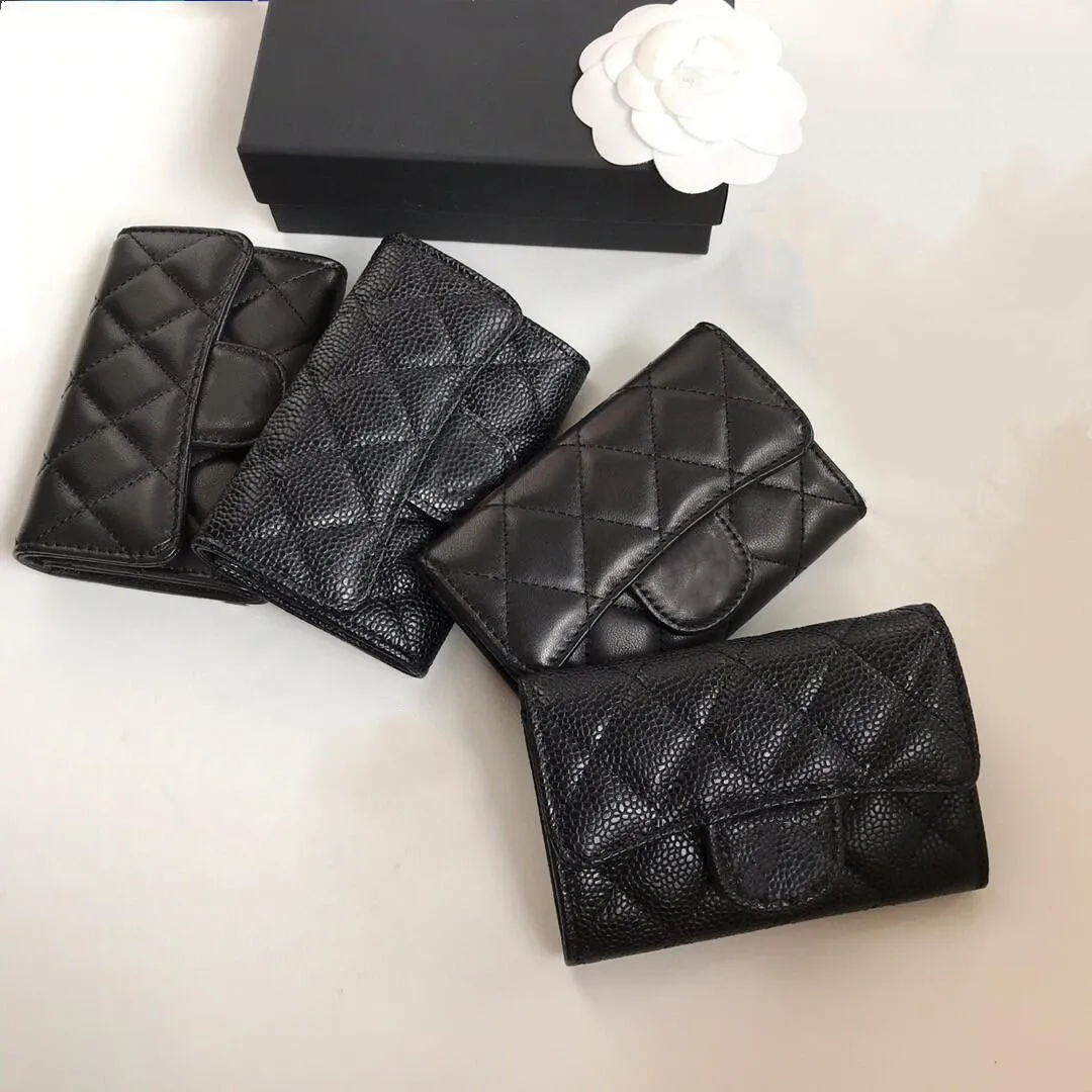 Designer-Geldbörse für Damen, kleine Geldbörse, Kartenetui, Kaviar-Geldbörse, Reißverschluss-Geldbörse, Damen-Mini-Geldbörse aus echtem Leder, modische Clutch-Tasche, Münzgeldbörse, gesteppte Geldbörse