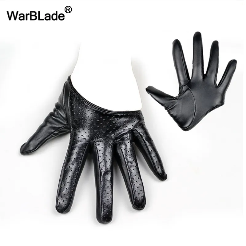 Fingerless Gloves Warblade Design Sexiga läderhandskar för kvinnor Half Palm Pu Leather Gloves Dancing Party Show Handskar Black Mantens 230826