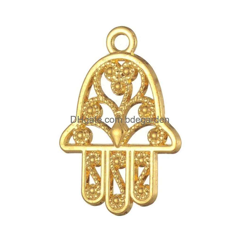 Charms Nowa moda Łatwa do majsterkowania 10pcs Hamsa Religion Charm Znaczenie Turecka biżuteria nadaje się do naszyjnika lub dostawy Dhavk