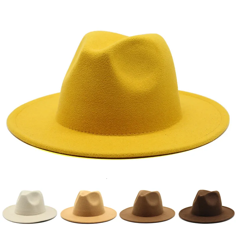 Breda randen hattar hink mode formell fedora hatt kamel panama cap fedoras gorras para mujer lyx man för kvinnor 230825