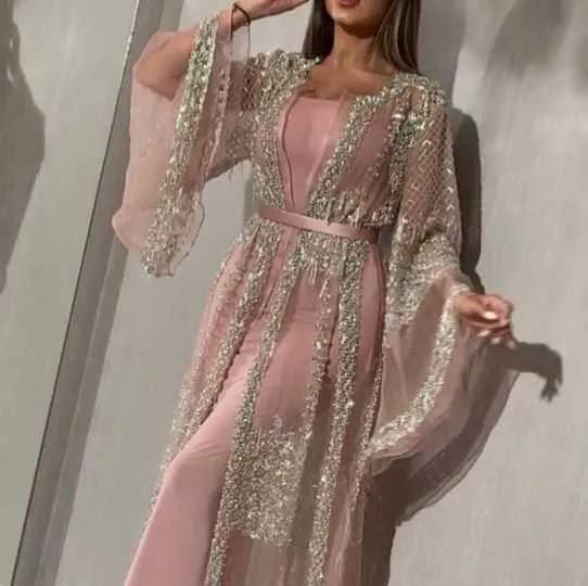 Spring 2022 Women's Sequin 2-Piece Casual Sequin Maxi Dress with Lace Detailing