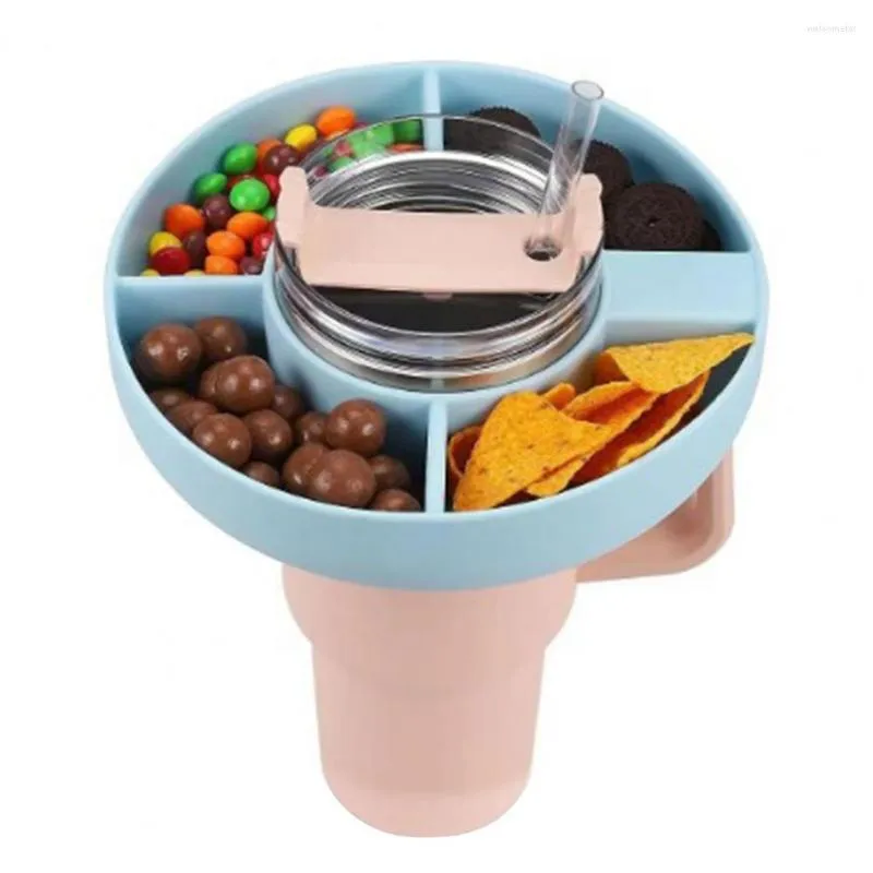 Piatti Bicchiere Piatto per snack Vassoio da picnic portatile per esterni Supporto a 3 scomparti Tazza per bevande Contenitore superiore Ciotola Facile