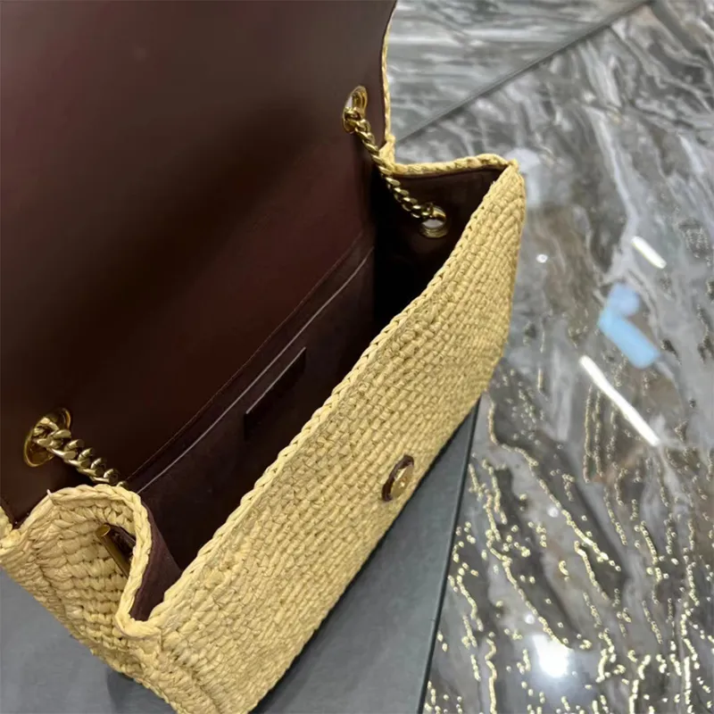 High Quality YLS designer bags lafite straw bag baguette bag luxury handbag shoulder bag chain crossbody lady small totes envelope bag Grass Weaving Beach Travel