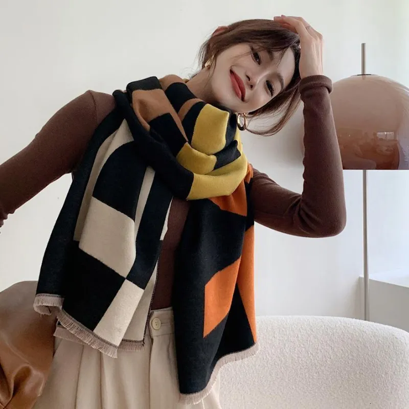 Scarves 2023 Luxury Winter Scarf Women Leopard Chain Print Cashmere Female Shawls Pashmina Thick Warm Blanket Wraps Bufanda 230825