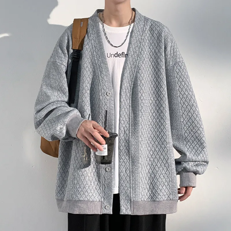 Felpe con cappuccio da uomo Felpe Cardigan Uomo Oversize Moda Retro Felpa casual Streetwear Hip Hop Felpa con scollo a V allentata Felpa con cappuccio da uomo M 3XL 230825