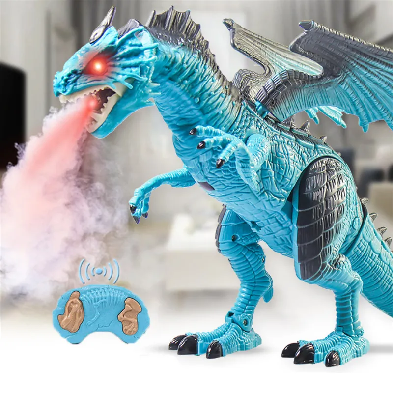 Remote Control Dinosaur Toy Electric RC Dragon With Spray, Lights ...