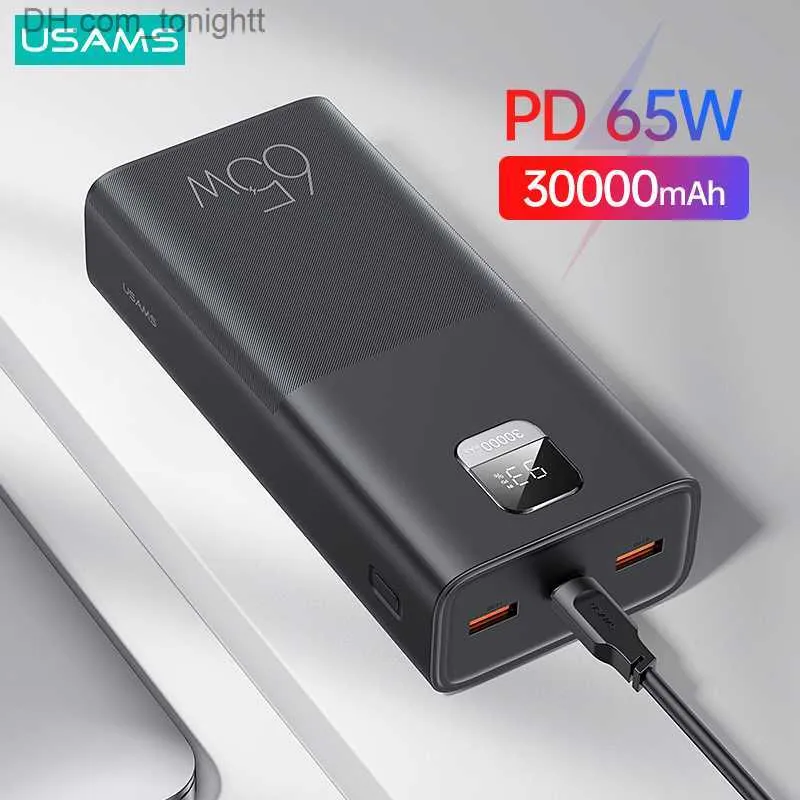 USAMS 30000mAh 65W batterie externe de charge rapide pour MacBook iPad PD QC FCP SCP AFC batterie externe pour Samsung Q230826