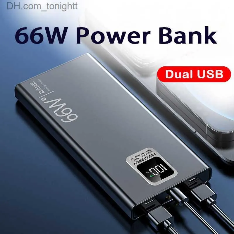 30000 мАч Power Bank 65 Вт Супер быстрая зарядка Портативный внешний аккумулятор Фонарик 2 USB Повербанк для 14 13 Sangsung Q230826