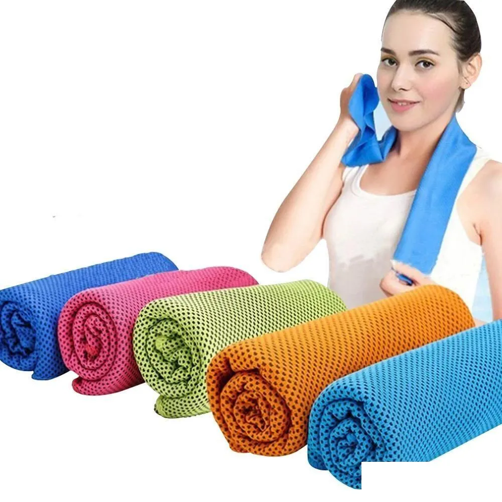 Autres serviettes de jardin à la maison Sports Quickdrying Refroidissement Natation Gym Voyage Cyclisme Été Sensation de froid Serviettes de sport à emporter Sxjun21 Dhn5T