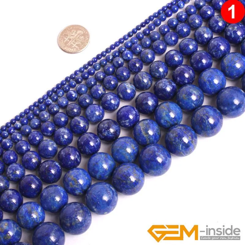 Braccialetto rotondo blu lapislazzuli perline naturale lapislazzuli pietra fai da te perline sfuse per creazione di gioielli perline filo 15 pollici all'ingrosso