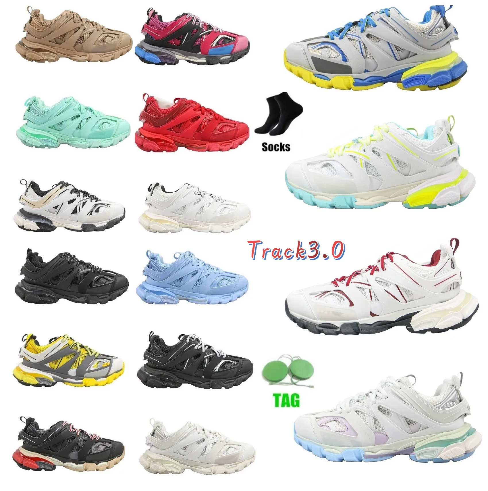 3.0 Designer Track 3 Marque de luxe Chaussures décontractées Paris Gomma Version Clunky Triple Blanc Nylon Imprimé Classique OG Hommes Femmes Plate-forme Baskets NoirBlanc Baskets Chaussures