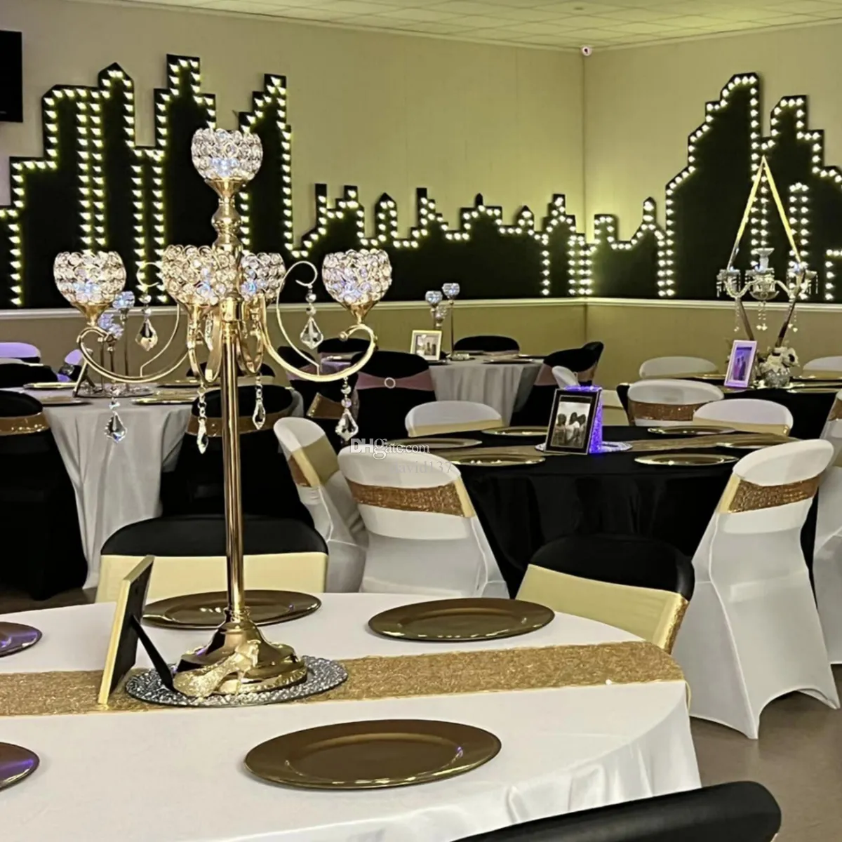 Candelabro De Mesa Para Fiesta De Boda, Decoraciones De Centro De Mesa, Candelabro  De Cristal Plateado, Candelabro Para Decoración De Boda 123 De 49,28 € |  DHgate, image size:1200x1200