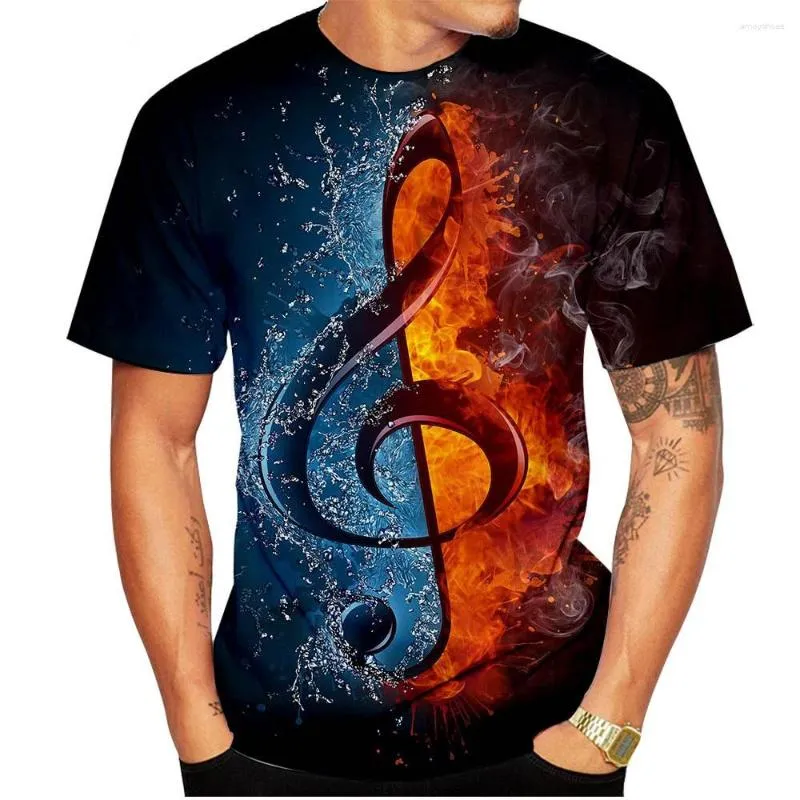 Men's T Shirts Fashion Piano Musical Note Tryckt Skjorta Män kvinnor 3D -tröjor Roliga Pullover Sportwear Hip Hop Tee