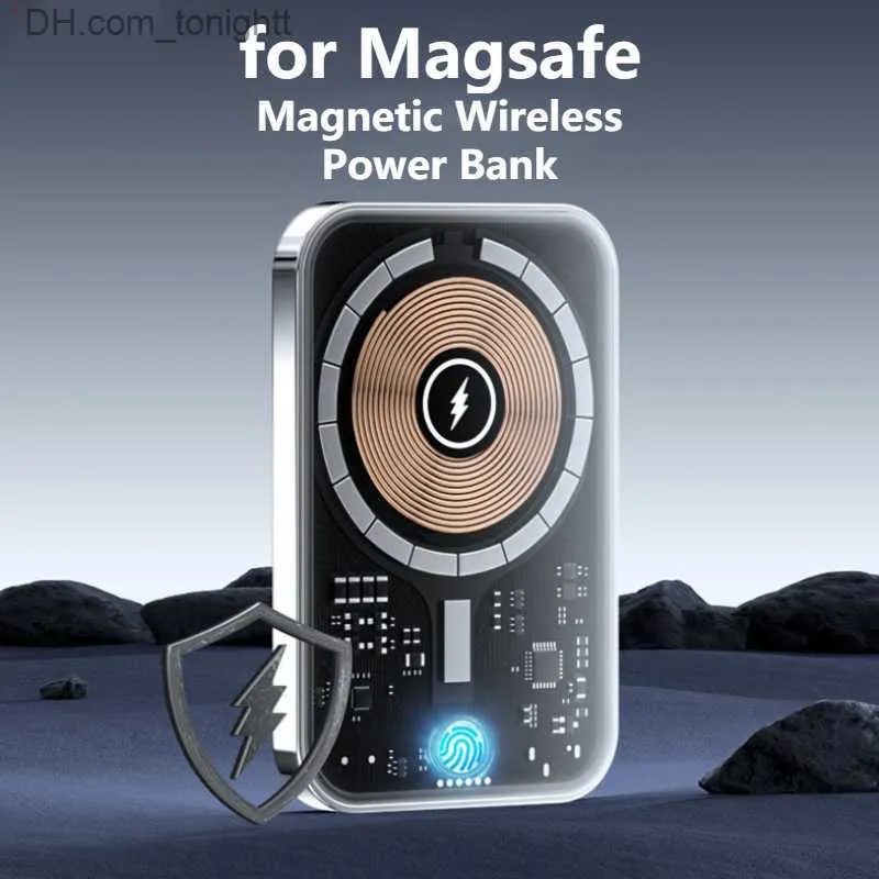 PD 22.5W Magnetic Power Bank 10000MAH MAGSAFE IPHONE14の透明なワイヤレス充電器14 13 12 11 Pro Max XS充電パワーバンクQ230826