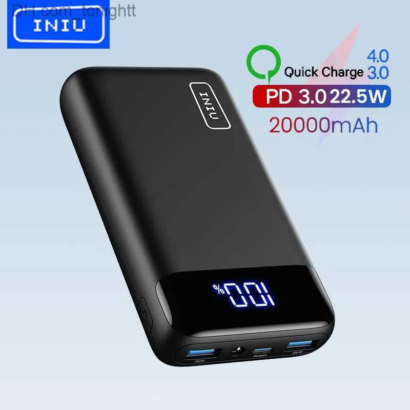 INIU Powerbank 20000 mAh 22,5 W PD3.0 QC4.0 Snel opladen LED Power Bank Draagbare oplader voor iPhone 14 13 12 Pro Max iPad Samsung Q230826