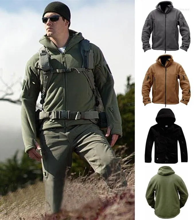 Maglioni da uomo Cappotti sportivi con cappuccio Antivento Escursionismo Giacche militari da esterno Uomo Giacca tattica militare americana Pile termico invernale Zip Up