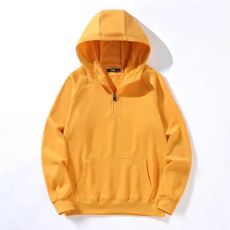 Men's Hoodies Sweatshirts Autumn and winter hooded semi zipper sweater men plus velvet European American trend hoodie large size loose casual men's j 230826