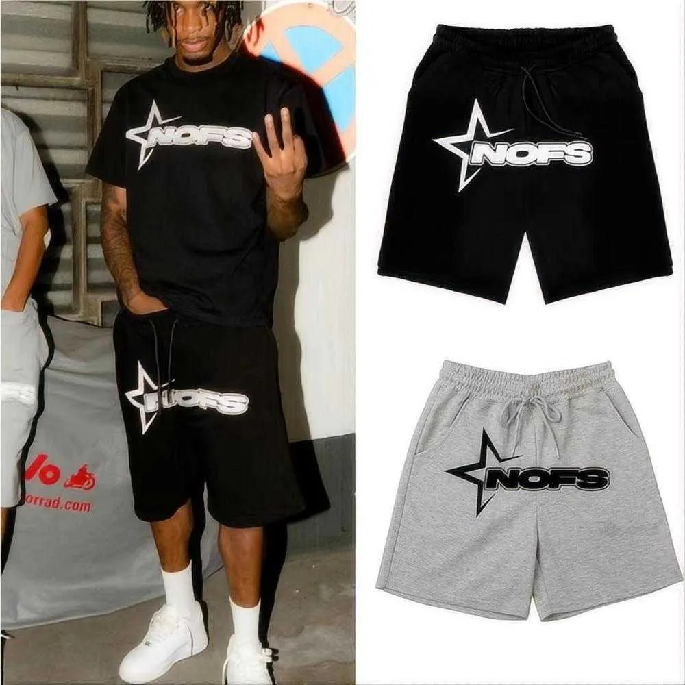 Chándales para hombre que venden explosiones, pantalones cortos y camisetas con estampado de patrones nofs, hombres Y2K punk Harajuku gótico hiphop pantalones delgados de pierna ancha ropa de calle y1