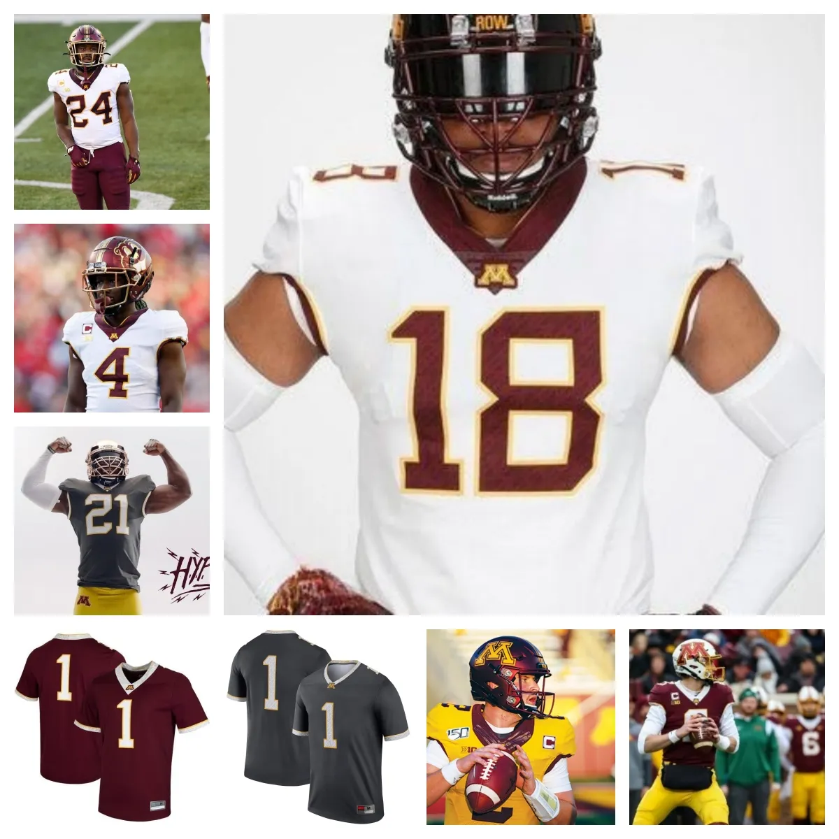 Minnesota Golden Gophers voetbalshirt 7 Aidan Gousby 12 Darius Green 13 Kristen Hoskins 88 Brevyn Spann-Ford 83 Peters 76 Reese Tripp 80 Kaliakmanis 21 McDonald