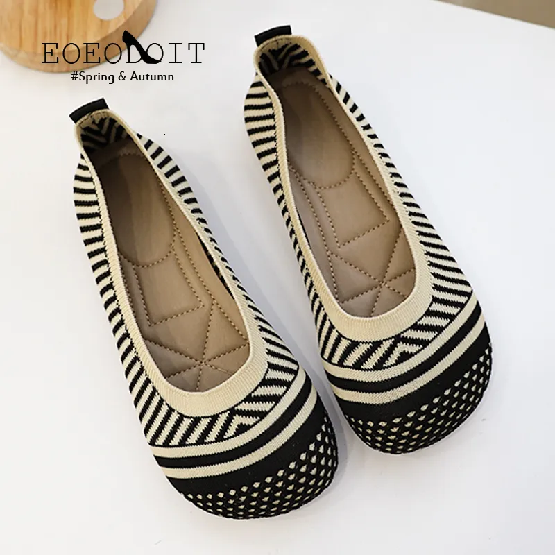 Robe chaussures rayé appartements pieds nus femmes mocassins printemps automne occasionnels espadrilles baskets talon plat tissage carré orteil taille 42 230825