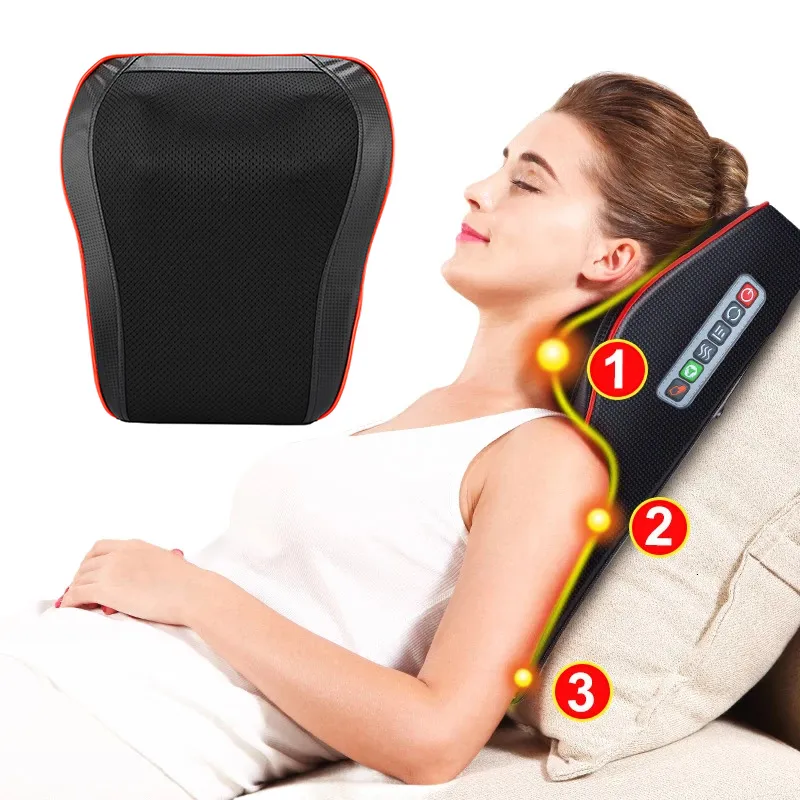 Massaging Neck Pillowws Electric Heating Massage Pillow Shoulder Back Kneading Massager Health Care Relaxation Equipment Muscle Pain Relief Home 230826
