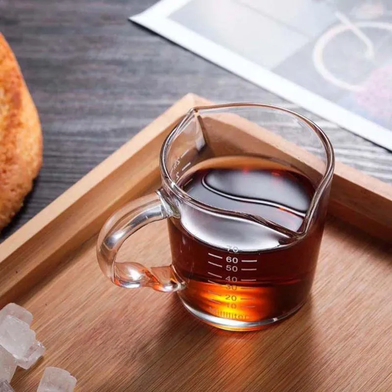 Vinglas 70 ml dubbel-munköksglas för espresso kaffe mätkopp jigger uns coffeware
