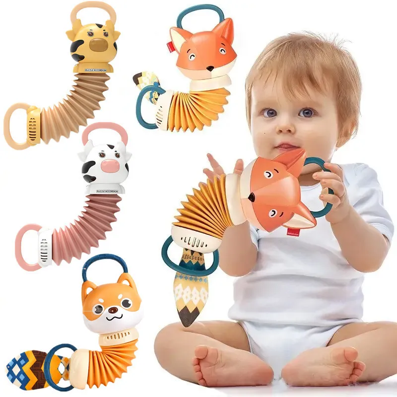 Dekompressionsleksak Accordion Baby Toys Cartoon Animal Bug Toddler Tidig pedagogisk sensorisk musik Learning for Boys Girls Gift 230826