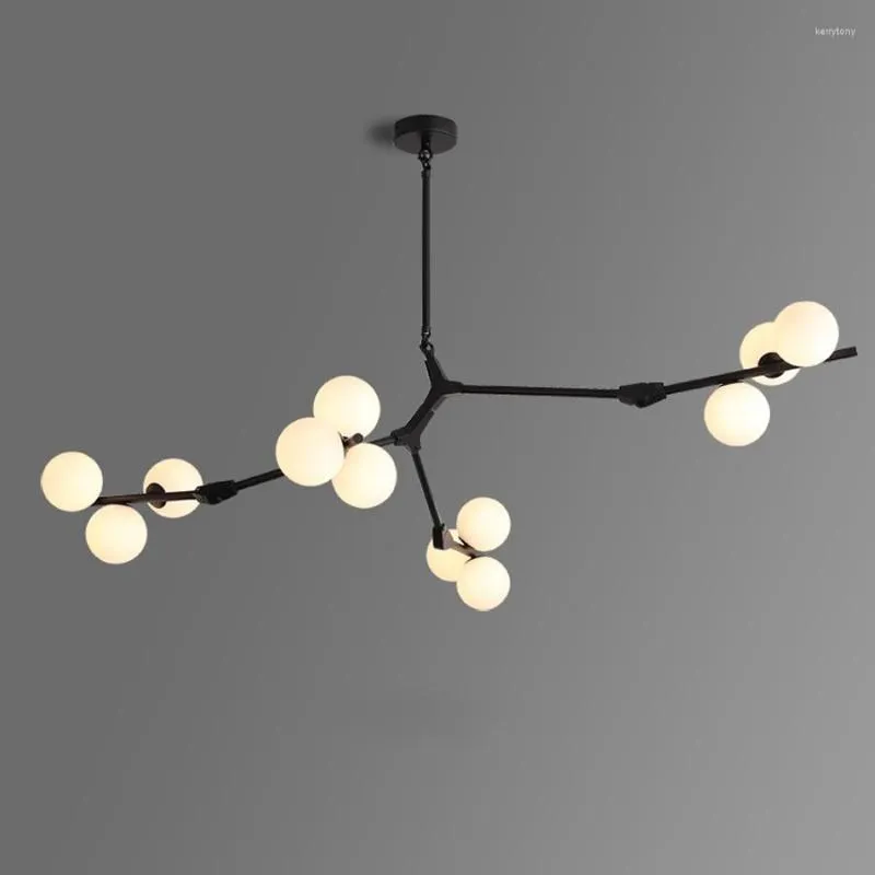 Żyrandole nowoczesne szklane kulki LED Lights Lights Branch Style Lampa sufitowa Living jadalnia sypialnia Oświetlenie