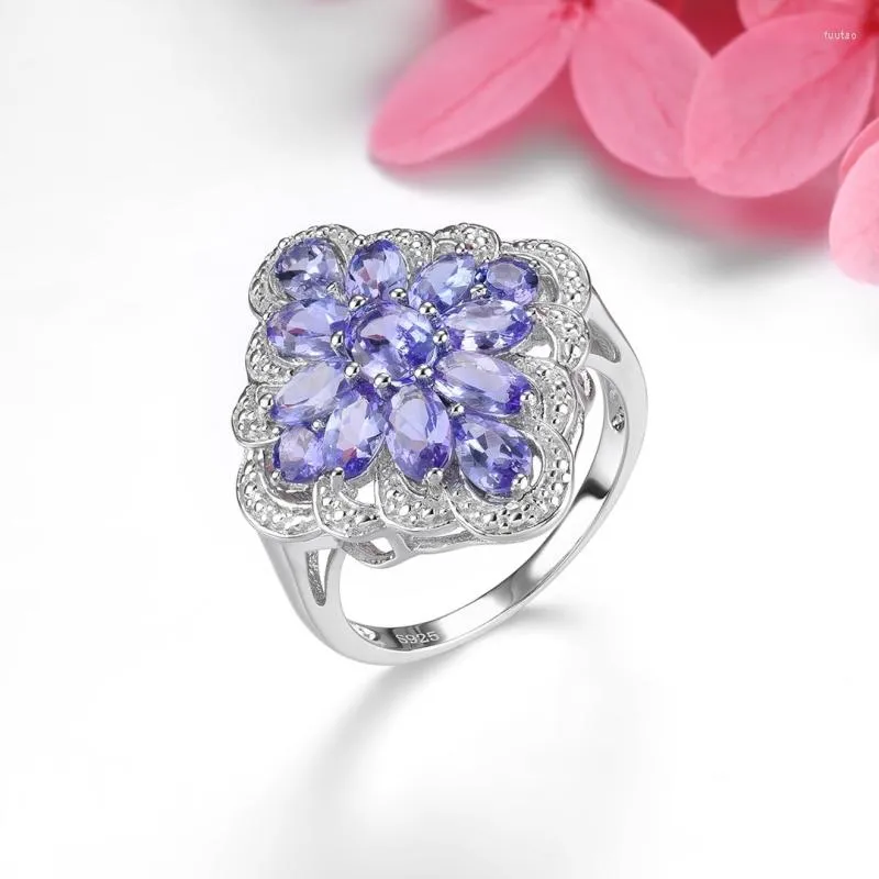 Orecchini pendenti Anello da donna Materiale in argento sterling 925 abbinato a tanzanite naturale