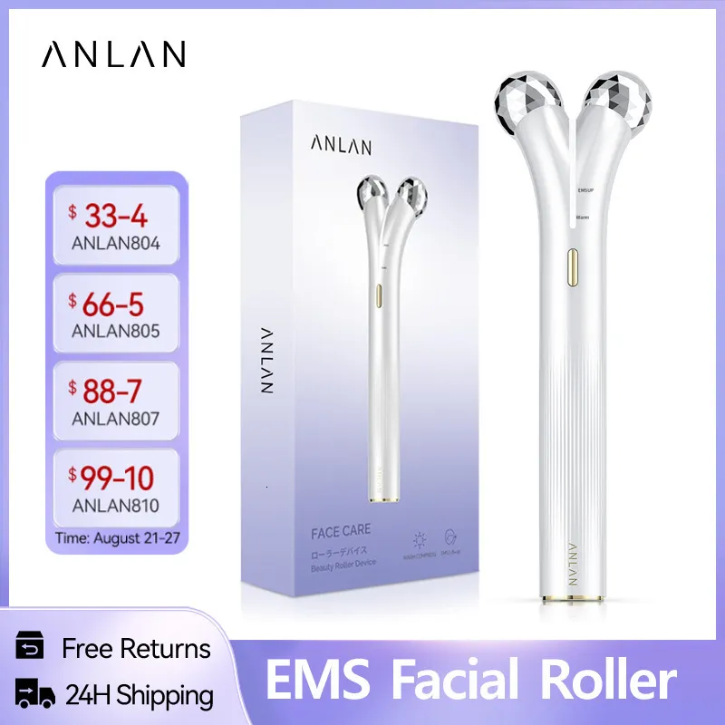 Массажер для лица Anlan EMS Face Roller Electric v Face Massagers Microcurrent Face Lift Beauty Machine Slimer Double Massage Care Tool 230826