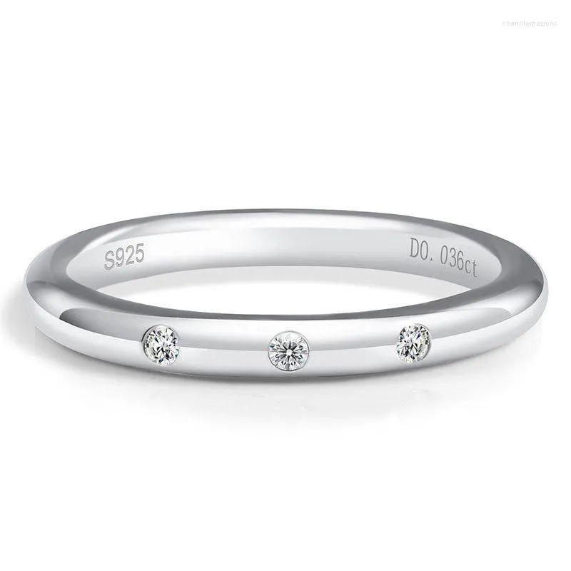 Anelli a grappolo Design semplice Moissanite Fascia in argento placcato oro per gioielli da sposa da donna