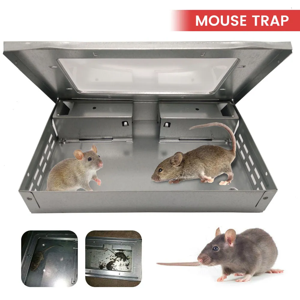 Other Home Garden Metal Mouse Catcher Self Catching Mice Trap Reusable Rodent with Protective Cover Control for 230826