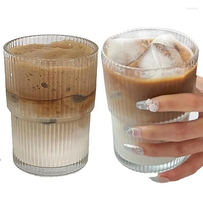 Verres à vin ondulation tasse à café en verre tasses à boire thé anti-dérapant élégant Transparent pour le lait Cappuccino
