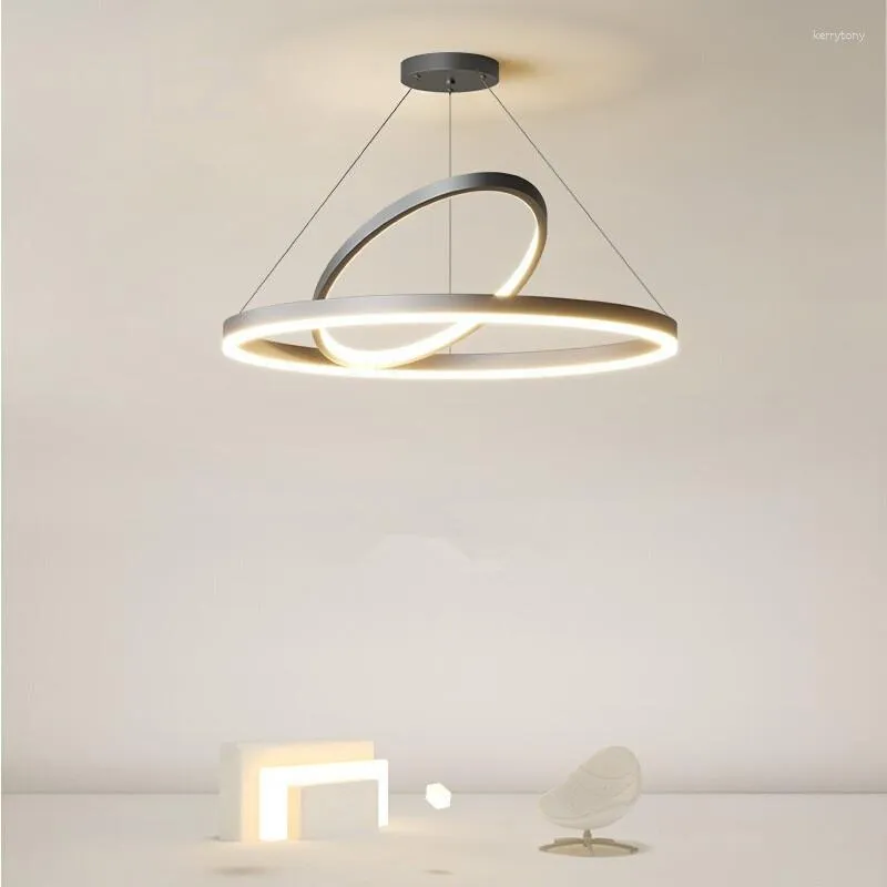 Lustres modernos sala de estar LED lustre simples luxo quarto lâmpada minimalista mestre anel restaurante