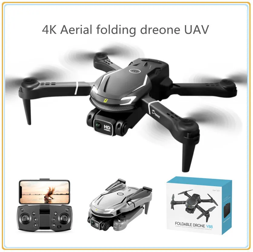 V88 4k HD double caméra photographie aérienne pliante à quatre axes avec batterie de module de drone