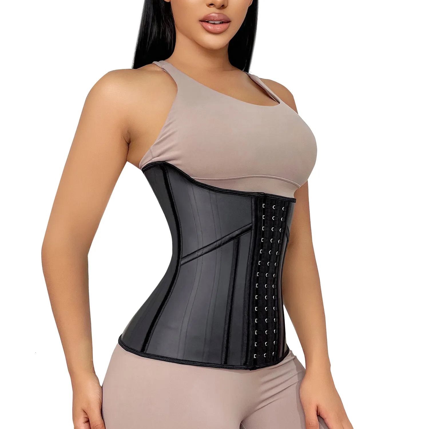 Hourglass Corset Trainer 21 Steel Bone Plus Size Latex Waist Tummy Shaper