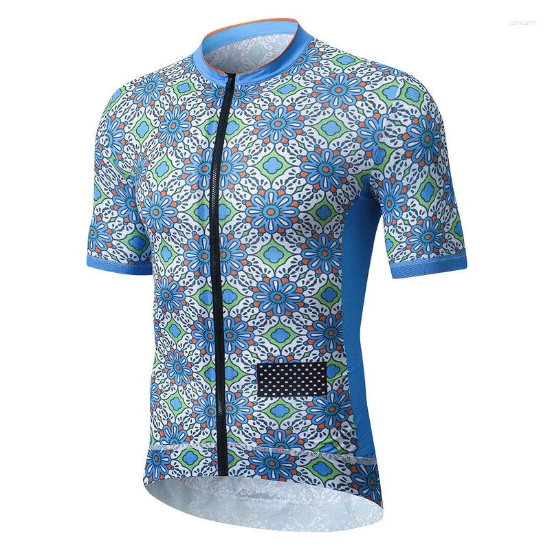 Vestes de course 2023 Maillot de cyclisme imprimé pour hommes, haut à manches courtes, vêtements de vélo de route d'été ronds pour garçons, tissus Cool