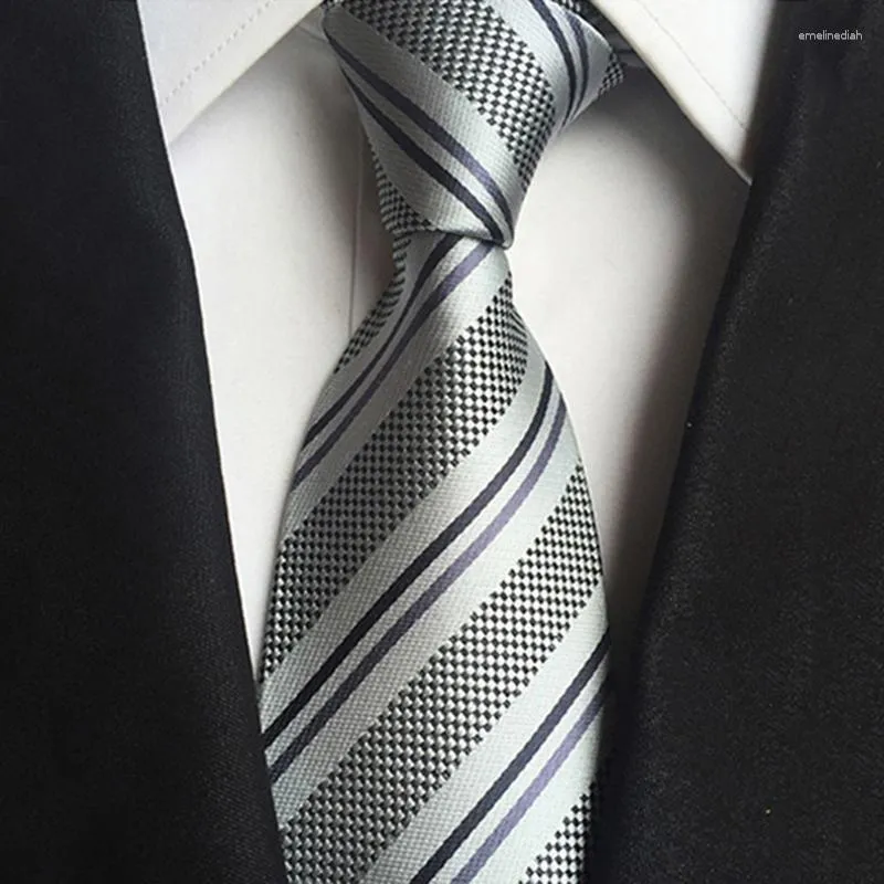 Yay bağları Erkekler 8 cm moda beyaz gri mor çizgili kravat sarı kravat kırmızı düğün boynu erkekler için resmi iş takım elbise kravatları