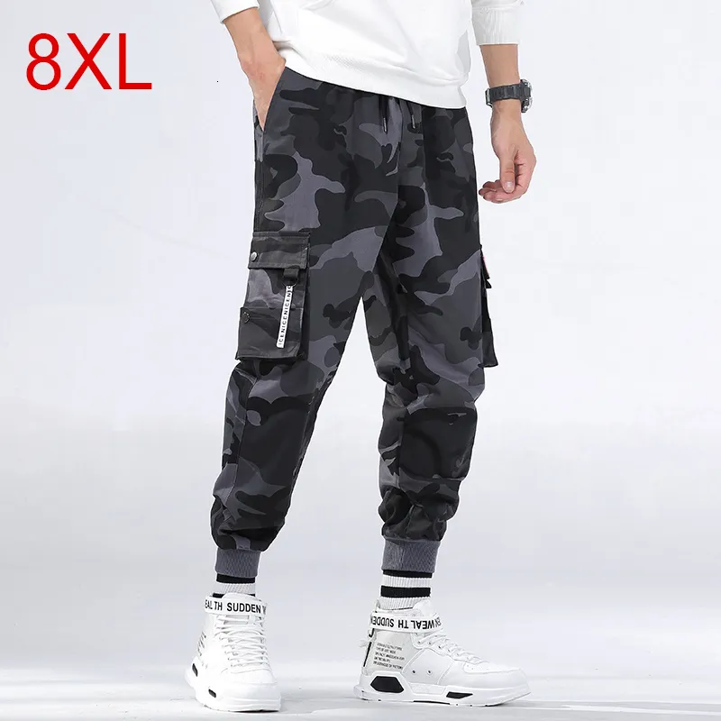 Men's Pants Plus Size M 8XL Pocket Black Cargo HipHop Men Harem for Slim camouflage pants solid color 8 colors 230826