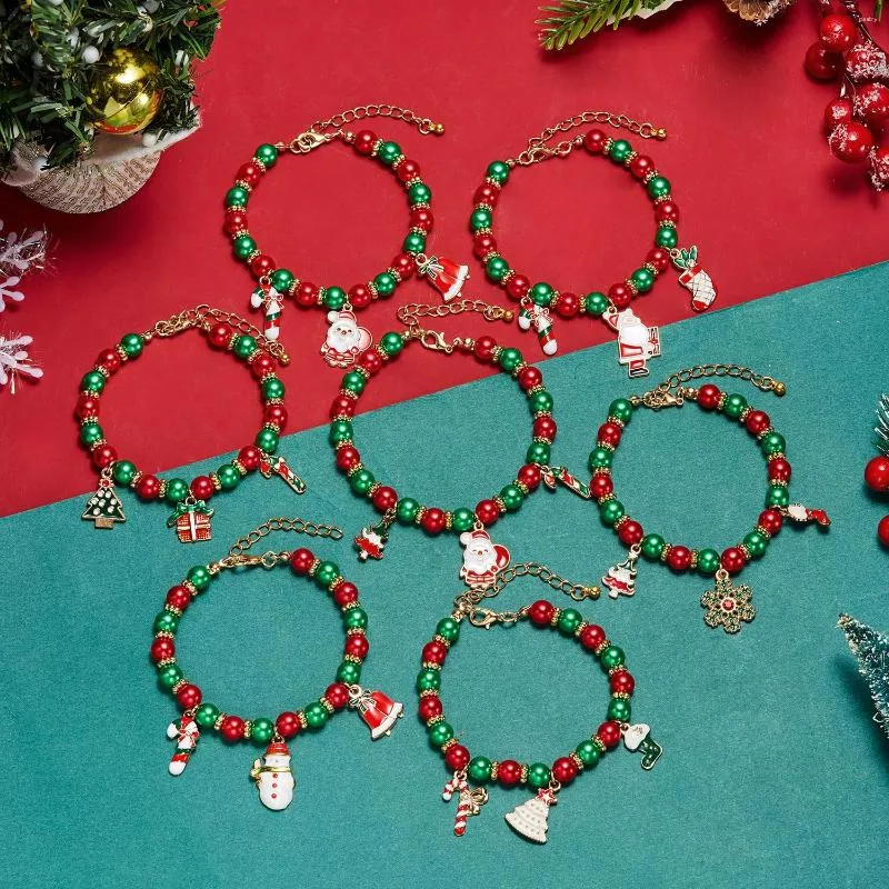 Bracelets de charme Mode Bracelet de Noël Mignon Père Noël Bonhomme de neige Flocon de neige Pendentifs pour femmes Filles Année Cadeaux Ornements