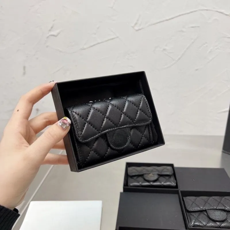 CC Caviar Leather Weather Wallet حامل حامل مصمم محفظة محفظة عملة محفظة مفتاحية صغيرة