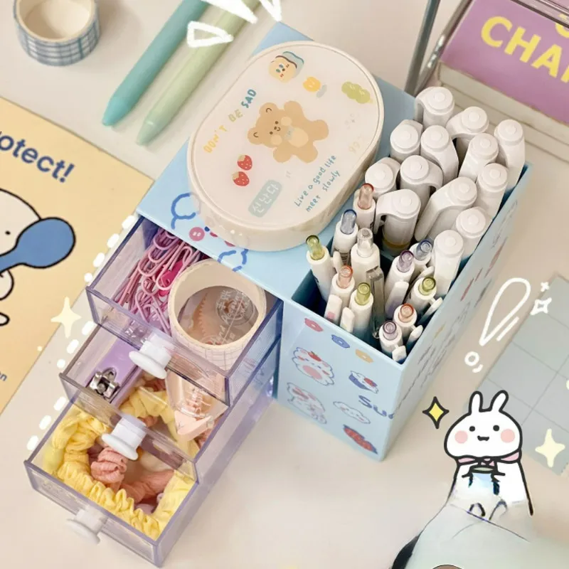 Acheter Boîte de rangement de papeterie créative 1 pièce, boîte de  rangement de maquillage de dessin animé mignon Kawaii, organisateur de  bureau pour étudiants, fournitures pour étudiants