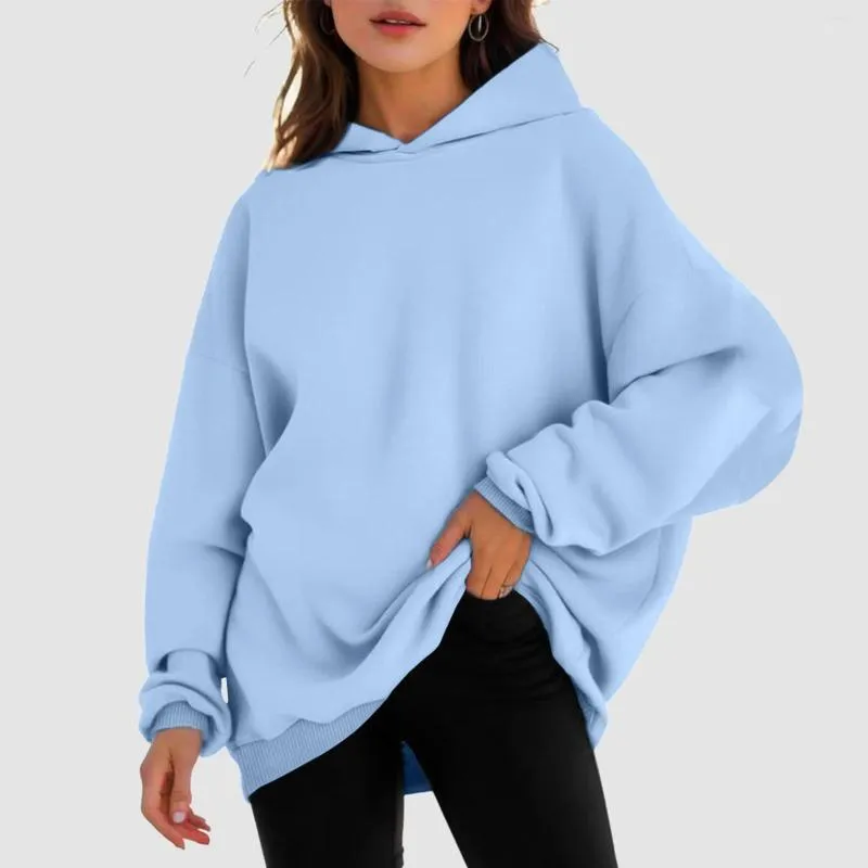 Sudaderas con capucha para mujer, Color sólido, Harajuku, sudadera de ocio de gran tamaño, Tops con capucha, ropa deportiva holgada, chándales, jerseys de moda, Sudadera