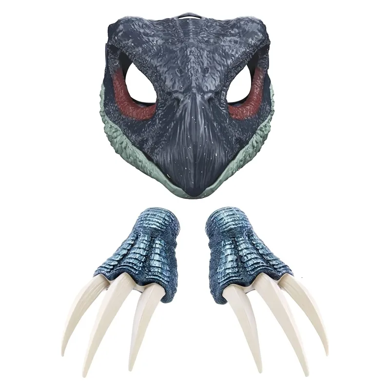 Party Masks Jurassic Therizinosaurus Dinosaur Mask with Opening Jaw 10 in Claws Realistic Texture Nose Eyes Secure Strap 230826